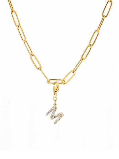 Charms lettres initiales strass - zircons/doré