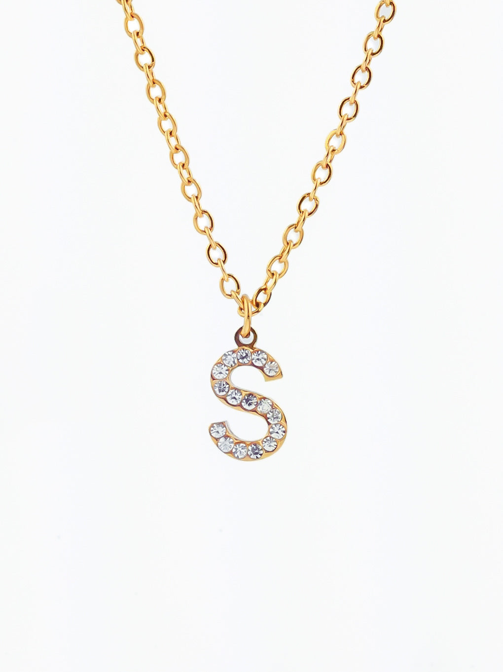 Collier initiale en strass - doré