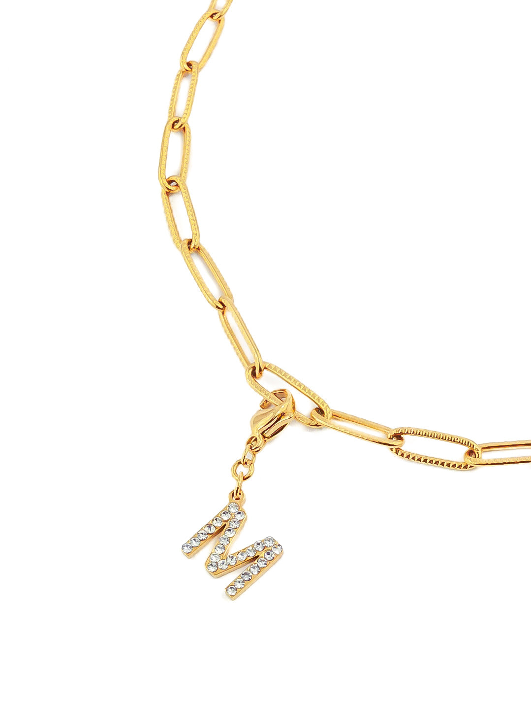 Charms lettres initiales strass - zircons/doré